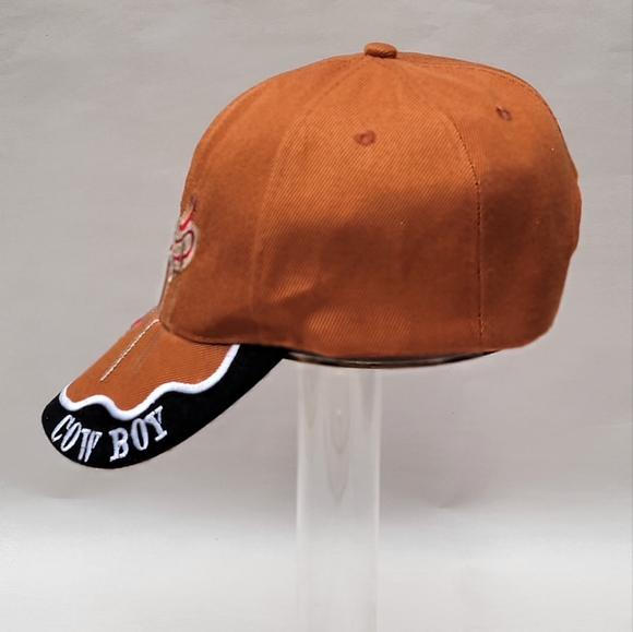 Acezone Rusty Orange Cowboy Rodeo  Cap, Hat. Embroidered Design Adjustabl Sizing - Picture 10 of 10